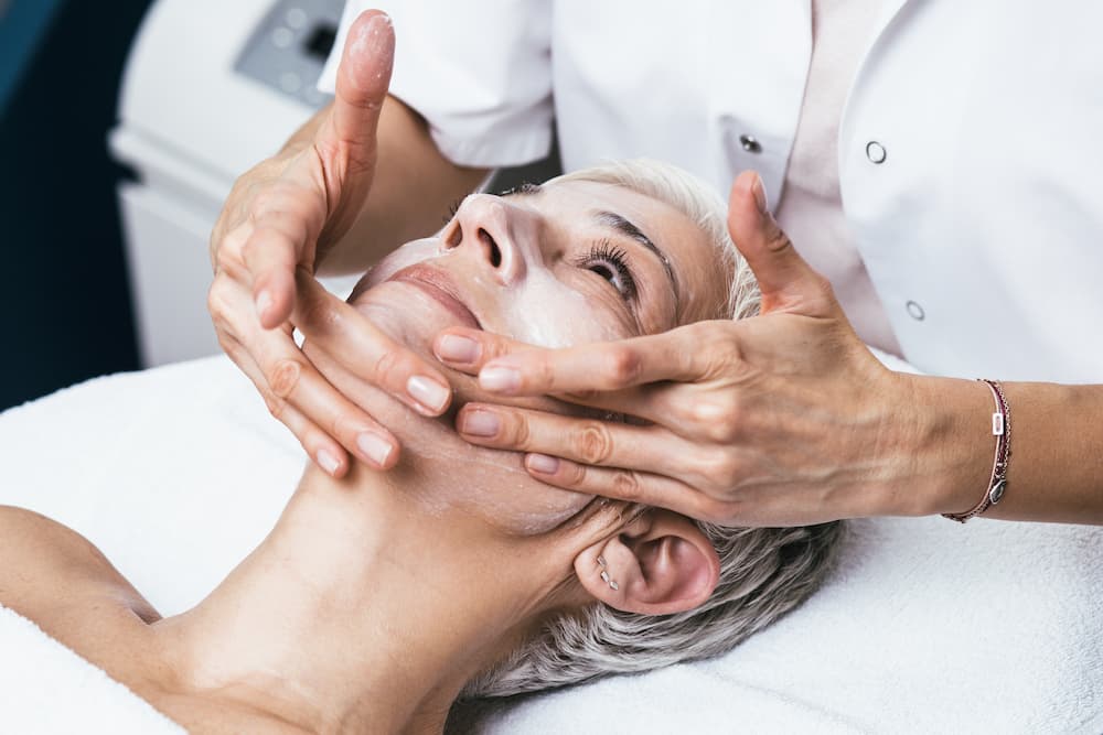 A chemical peel being performed by a skin care specialist